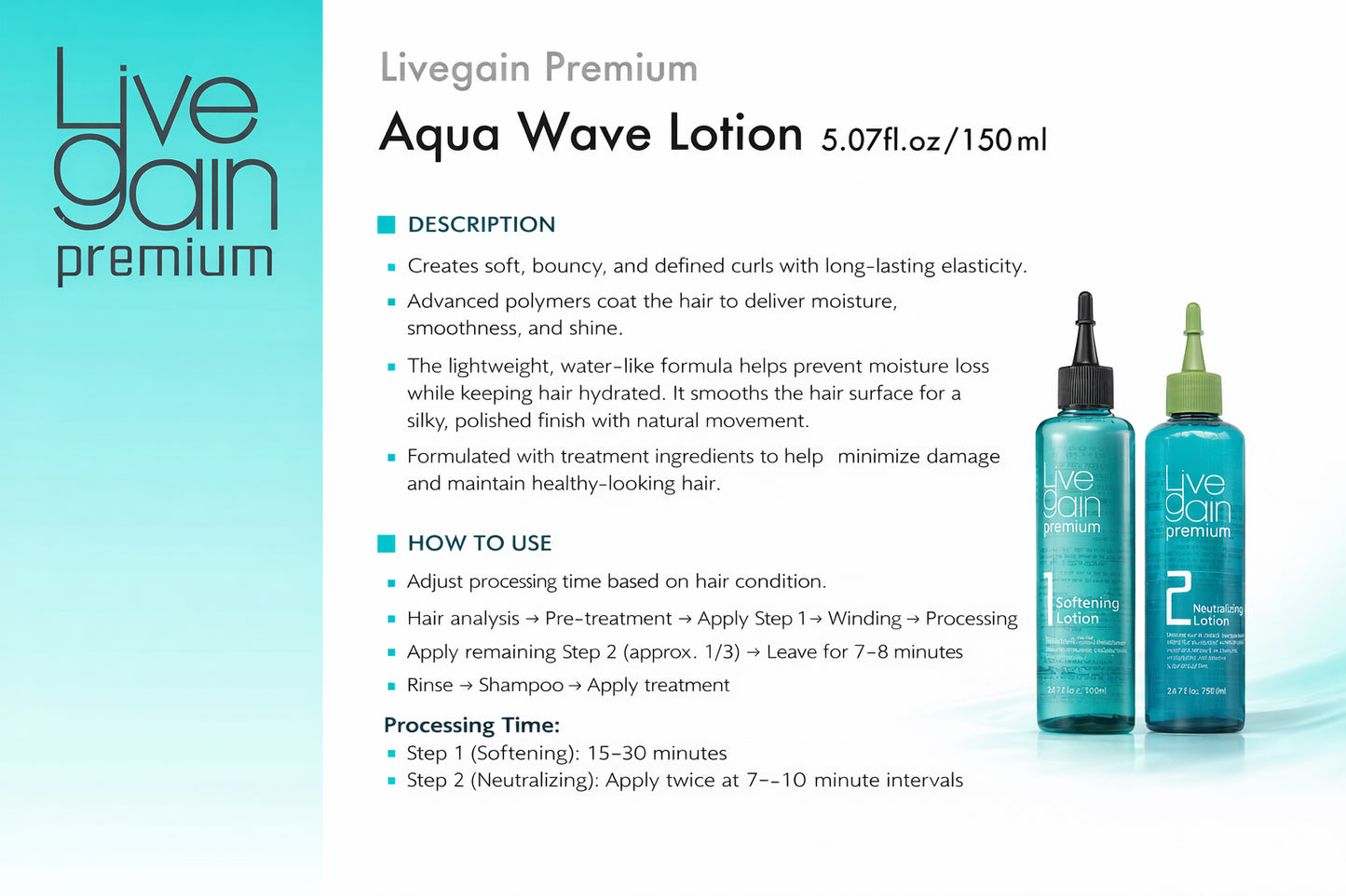 Livegain Premium Aqua Wave Lotion 5.07 fl.oz/150ml