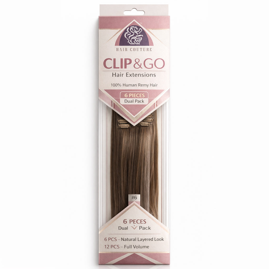 Clip & Go Extension 100 % Human Remy Hair Silky Straight 14" 6 pcs Color :F626