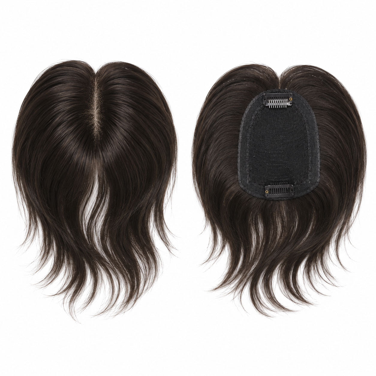 Remy Human Hair Clip in Toppers with curl wave style 3 Clips No.2 HP_WIGLET)