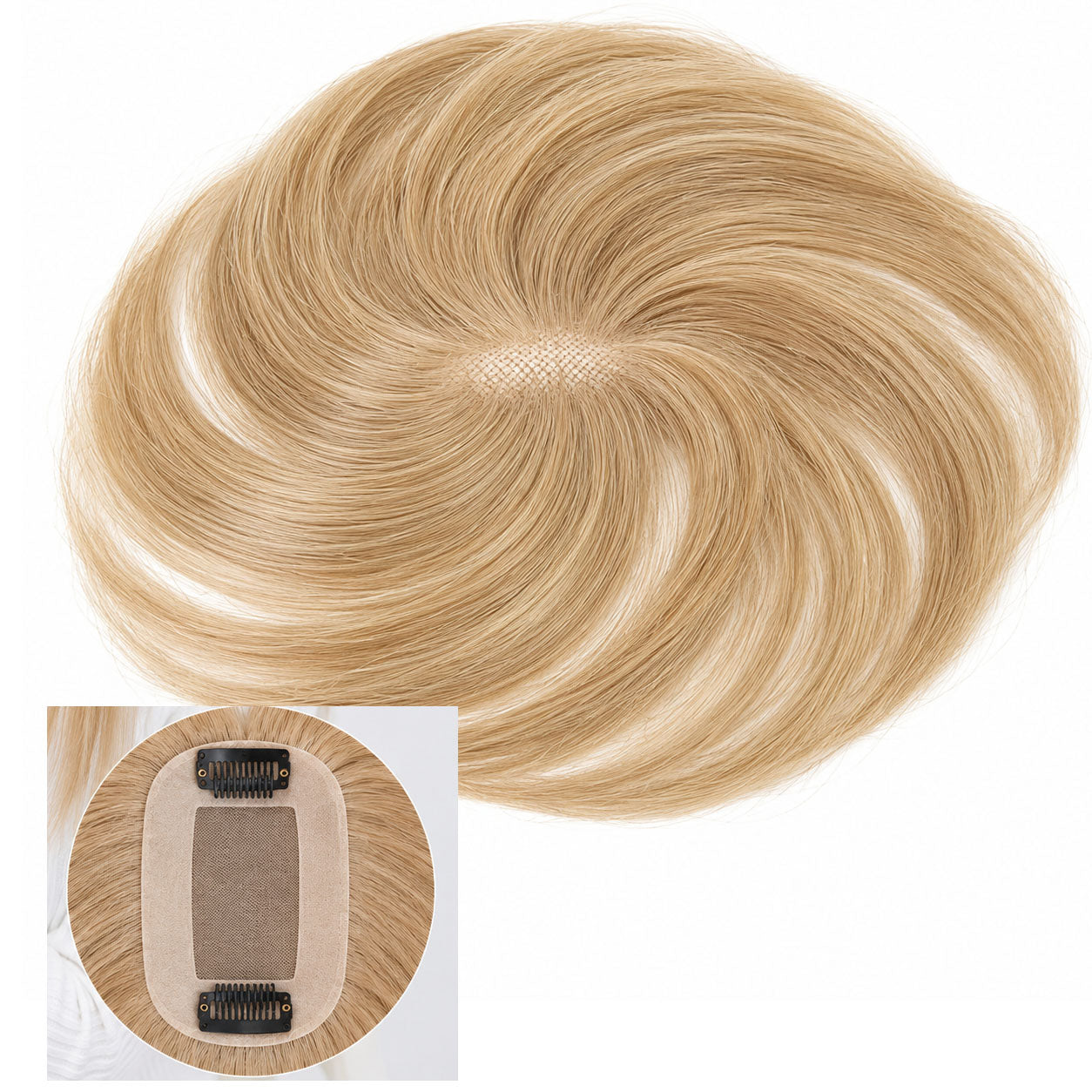 Remy Human Hair Clip in Toppers Hairpieces for Women with Thin Hair 2 2 Clip Blonde