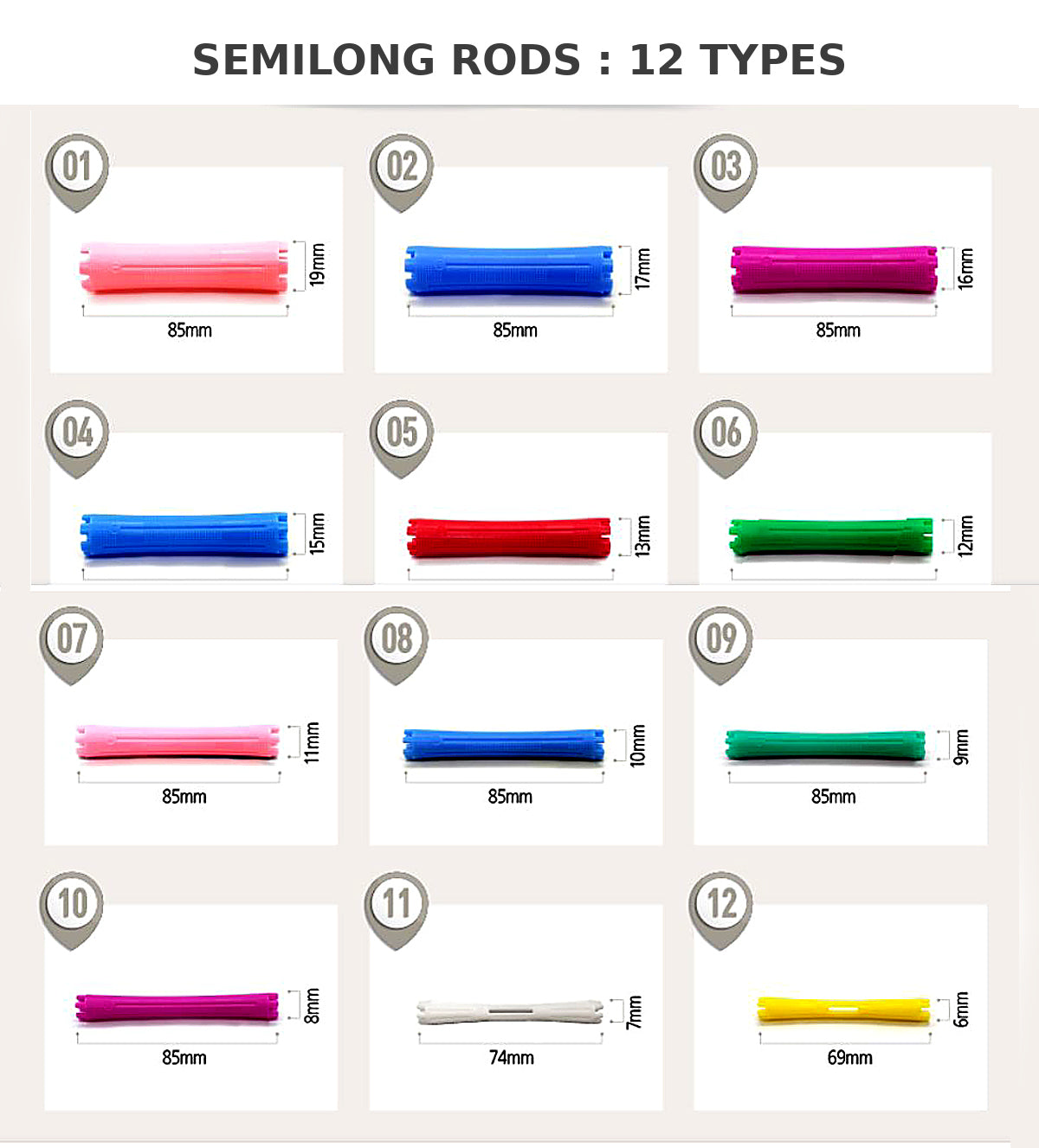SEMI LONG PERM ROD-No.1 to No.12