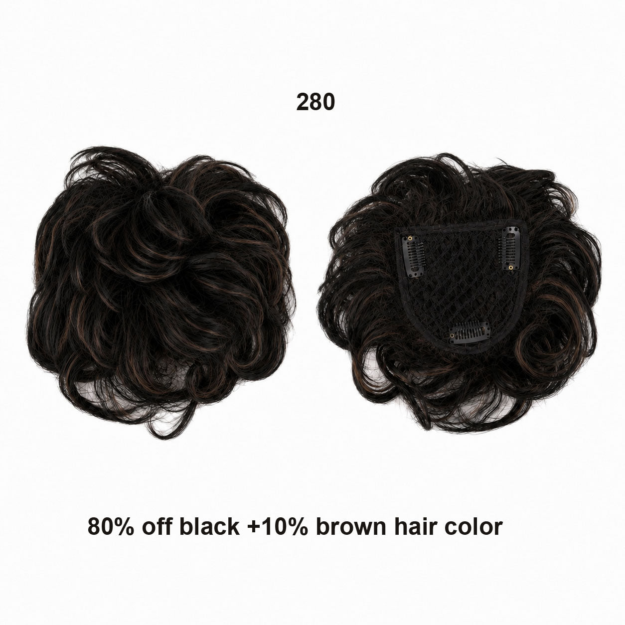 Remy Human Hair Clip in Toppers with  curl wave style  3 Clips -EMO SERIES