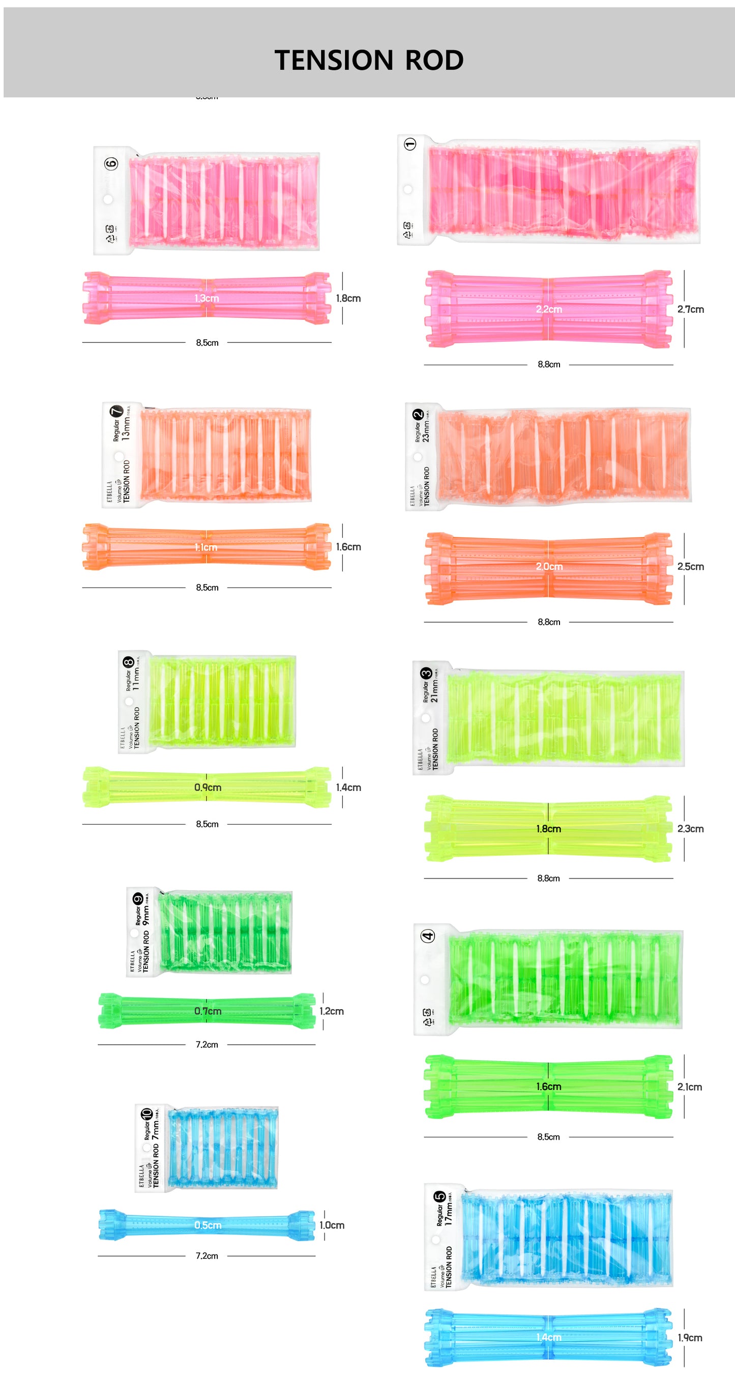 TENSION ROD-COLD WAVE PLASTIC PERM ROD -1-TO 10