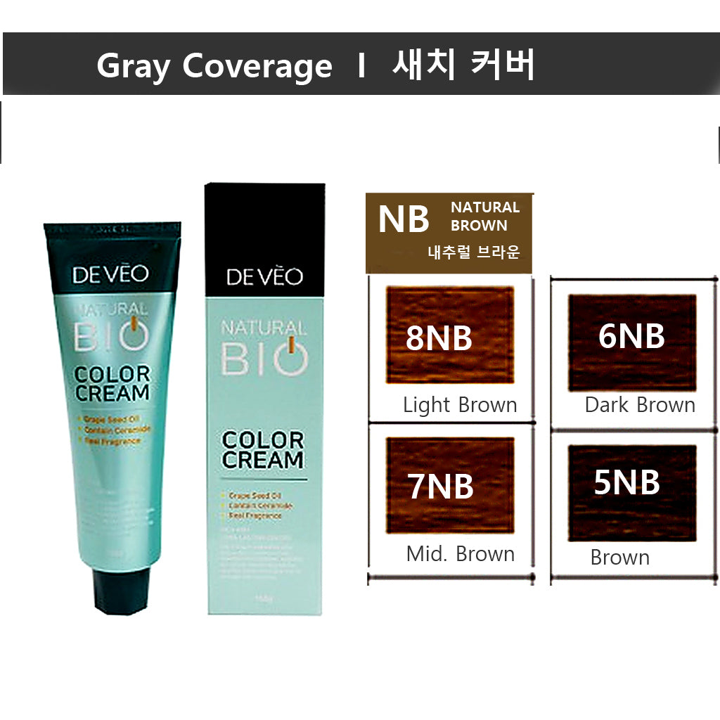 DEVEO Natural Bio Natural Brown Hair Color Cream  | Professional Gray Coverage