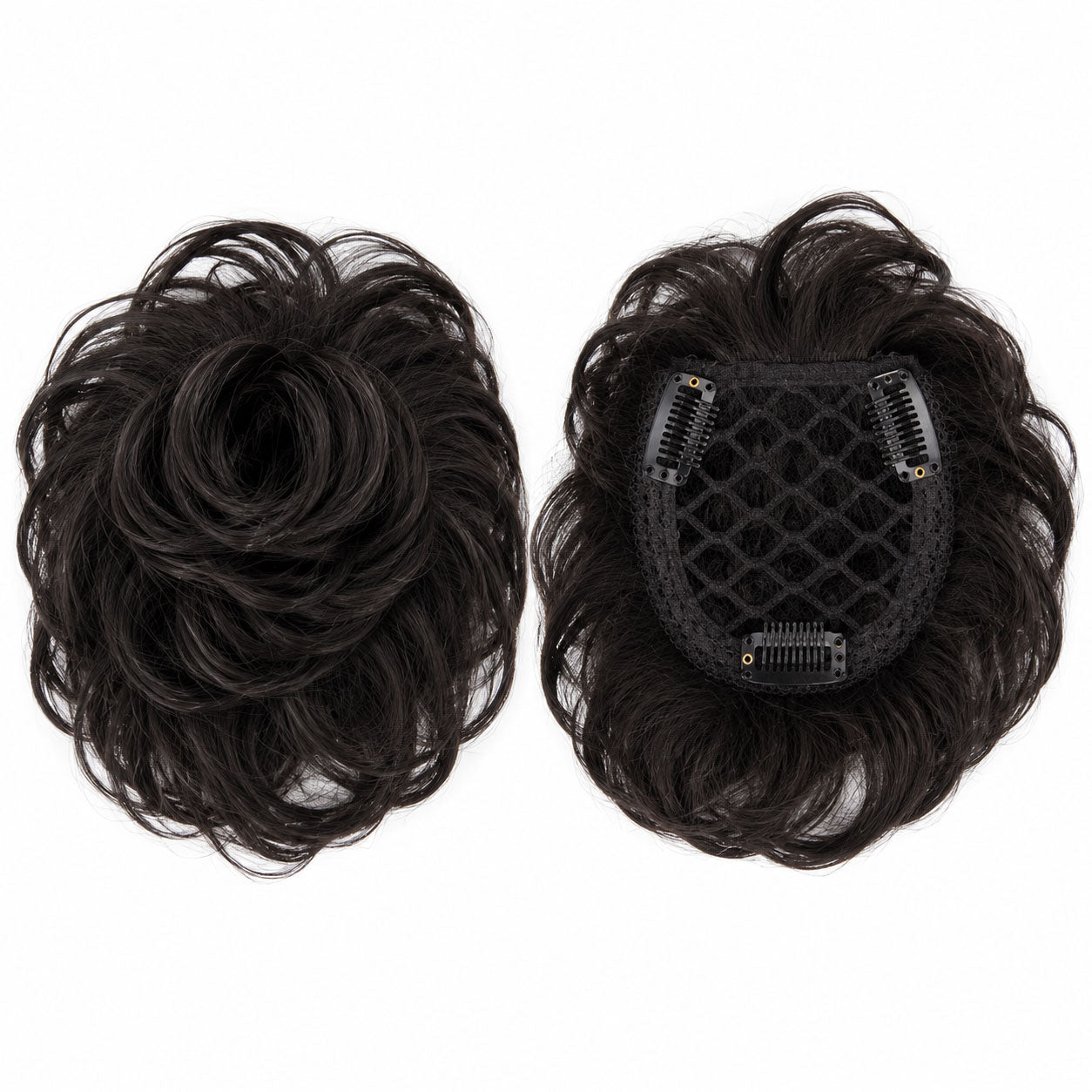 Remy Human Hair Clip in Toppers with  curl wave style  3 Clips -Honey Comb (No. 2)