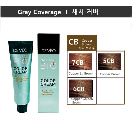 DEVEO Natural Bio Copper Brown Hair Color Cream – 150ml | Professional Gray Coverage