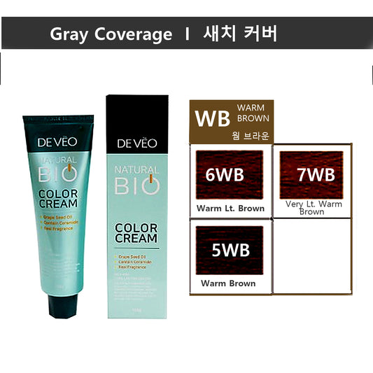 DEVEO Natural Bio Warm  Brown Hair Color Cream – 150ml | Professional Gray Coverage