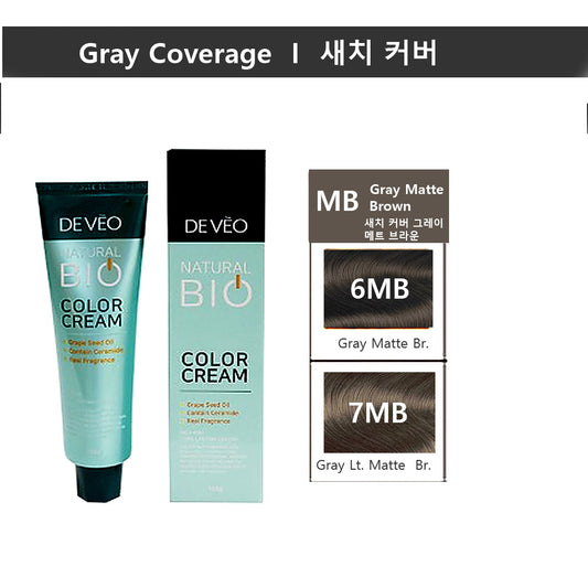 DEVEO Natural Bio Gray Matte  Brown Hair Color Cream-150ml  | Professional Gray Coverage
