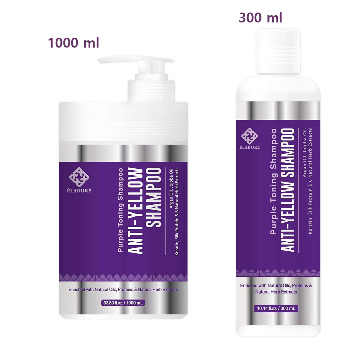 Elabore Purple Toning Shampoo - Anti Yellow Shampoo 10.14fl.oz/ 300ml  & 1000 ml