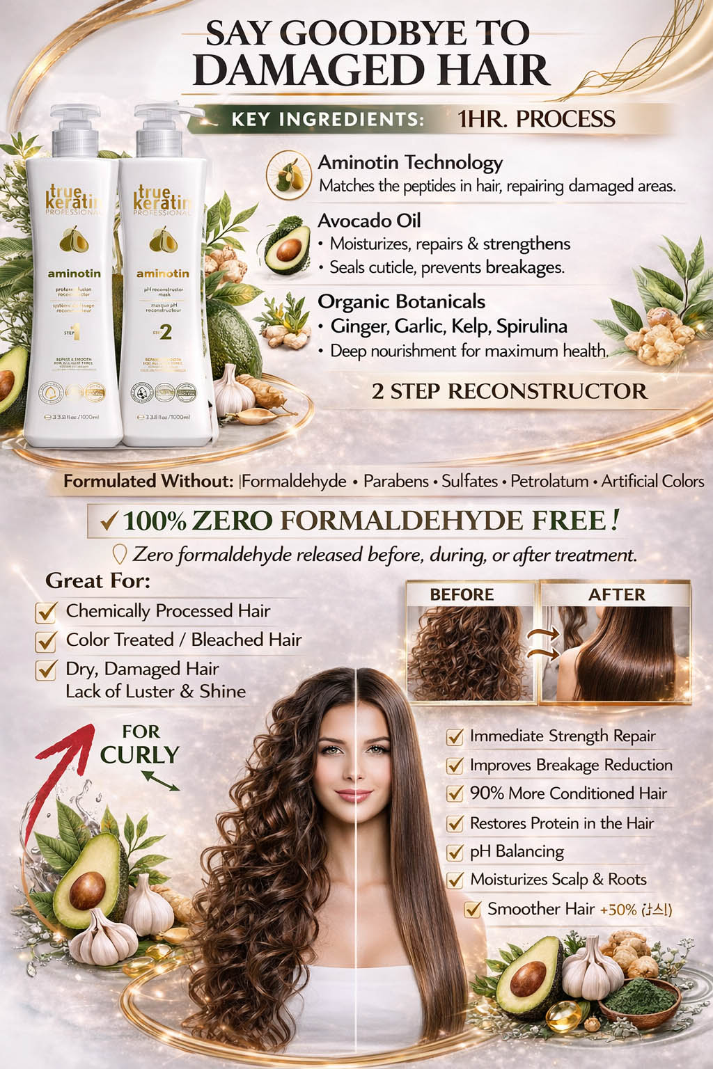 TRUE- KERATIN AMINOTIN  SET - (#1 & 2)1000 ML