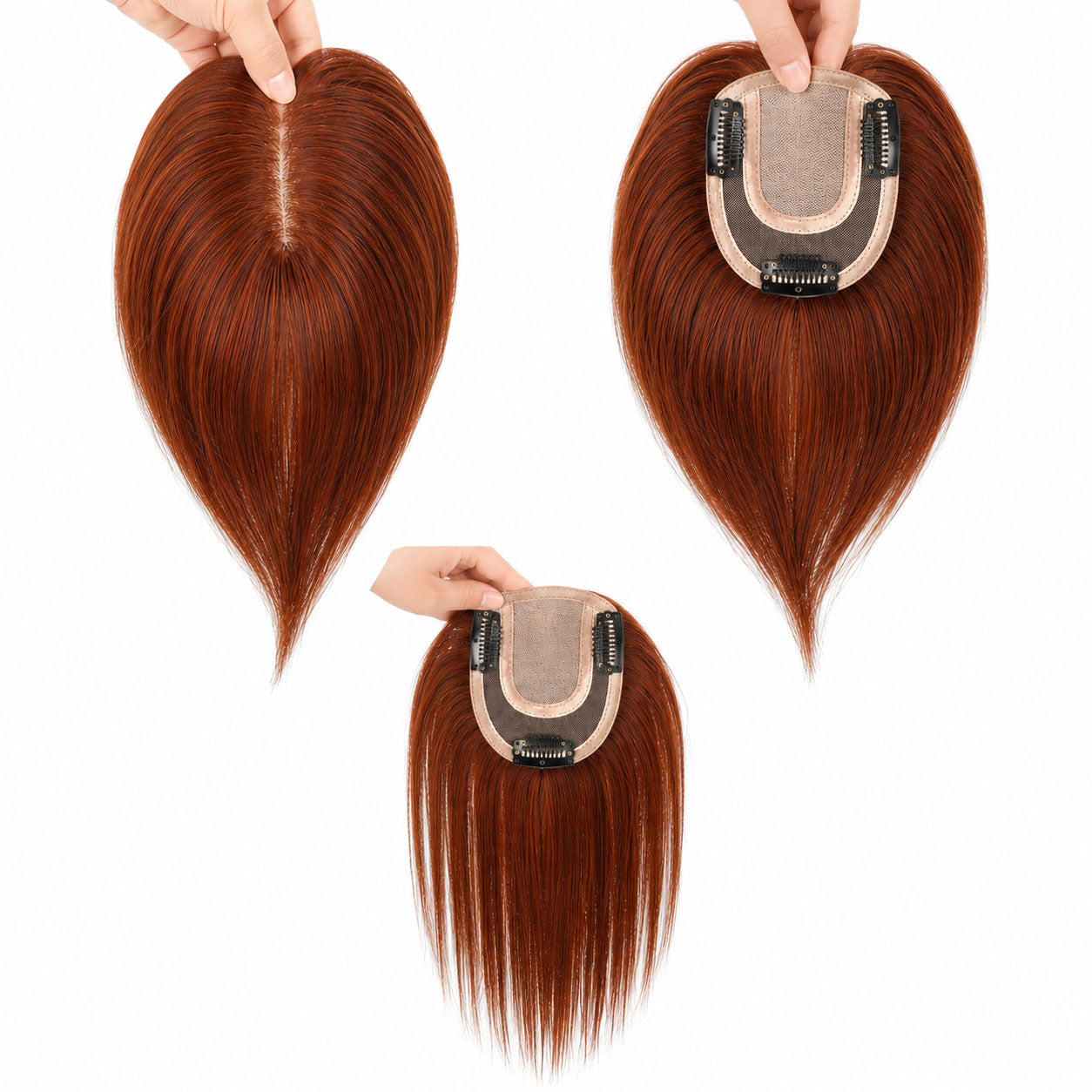 Hair Toppers for Women Real Human Hair 3 Clip (Wig)-Cooper Brown